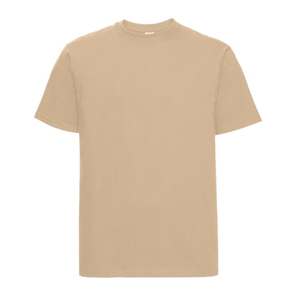 Tan - Front - Russell Europe Mens Classic Heavyweight Ringspun Short Sleeve T-Shirt