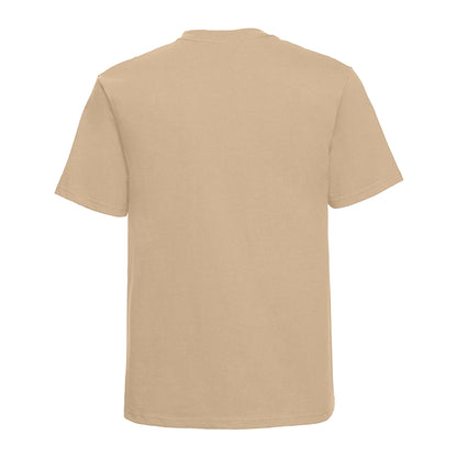 Tan - Back - Russell Europe Mens Classic Heavyweight Ringspun Short Sleeve T-Shirt