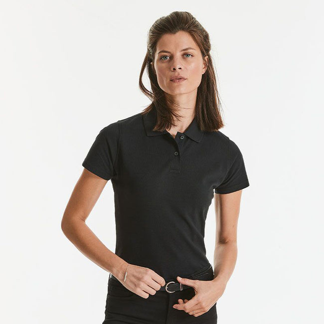 Black - Lifestyle - Russell Europe Womens-Ladies Classic Cotton Short Sleeve Polo Shirt