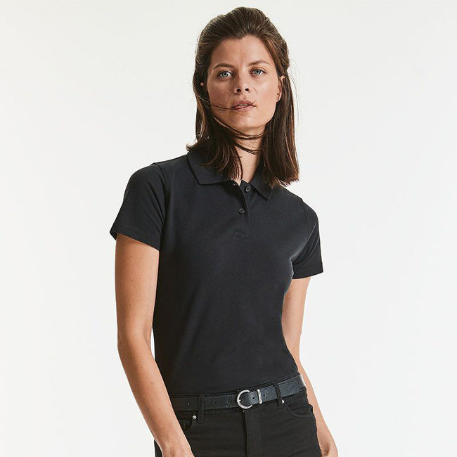 Black - Pack Shot - Russell Europe Womens-Ladies Classic Cotton Short Sleeve Polo Shirt