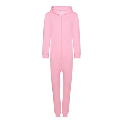 Baby Pink - Front - Comfy Co Childrens Unisex Plain All In One - Onesie
