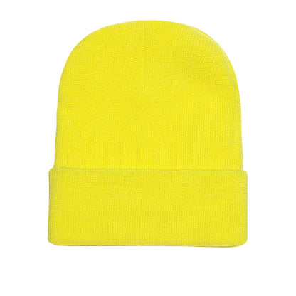 Powdery Yellow - Front - Yupoong Flexfit Unisex Heavyweight Standard Beanie Winter Hat