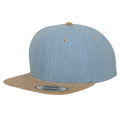 Blue-Beige - Front - Yupoong Flexfit Unisex Chambray-Suede Snapback Cap