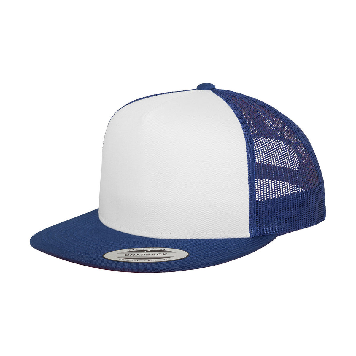 White-Royal Blue - Front - Yupoong Flexfit Unisex Classic Trucker Snapback Cap