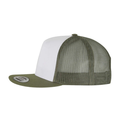Olive-White-Loden - Side - Yupoong Flexfit Unisex Classic Trucker Snapback Cap