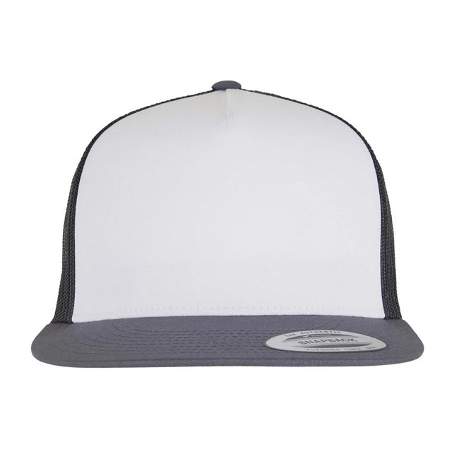 Navy-White-Dark Navy - Front - Yupoong Flexfit Unisex Classic Trucker Snapback Cap
