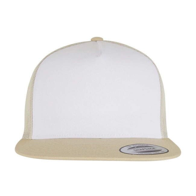 Gold-White-Beige - Front - Yupoong Flexfit Unisex Classic Trucker Snapback Cap