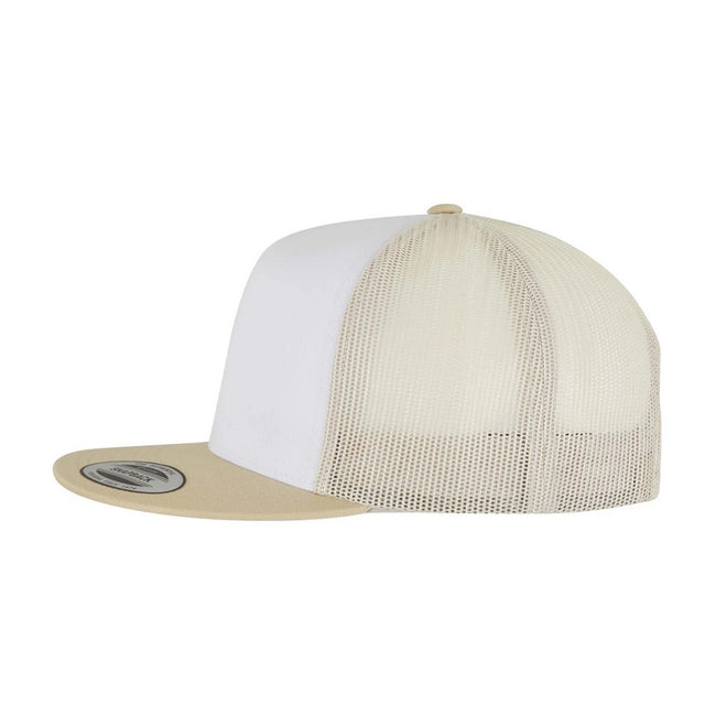 Gold-White-Beige - Side - Yupoong Flexfit Unisex Classic Trucker Snapback Cap