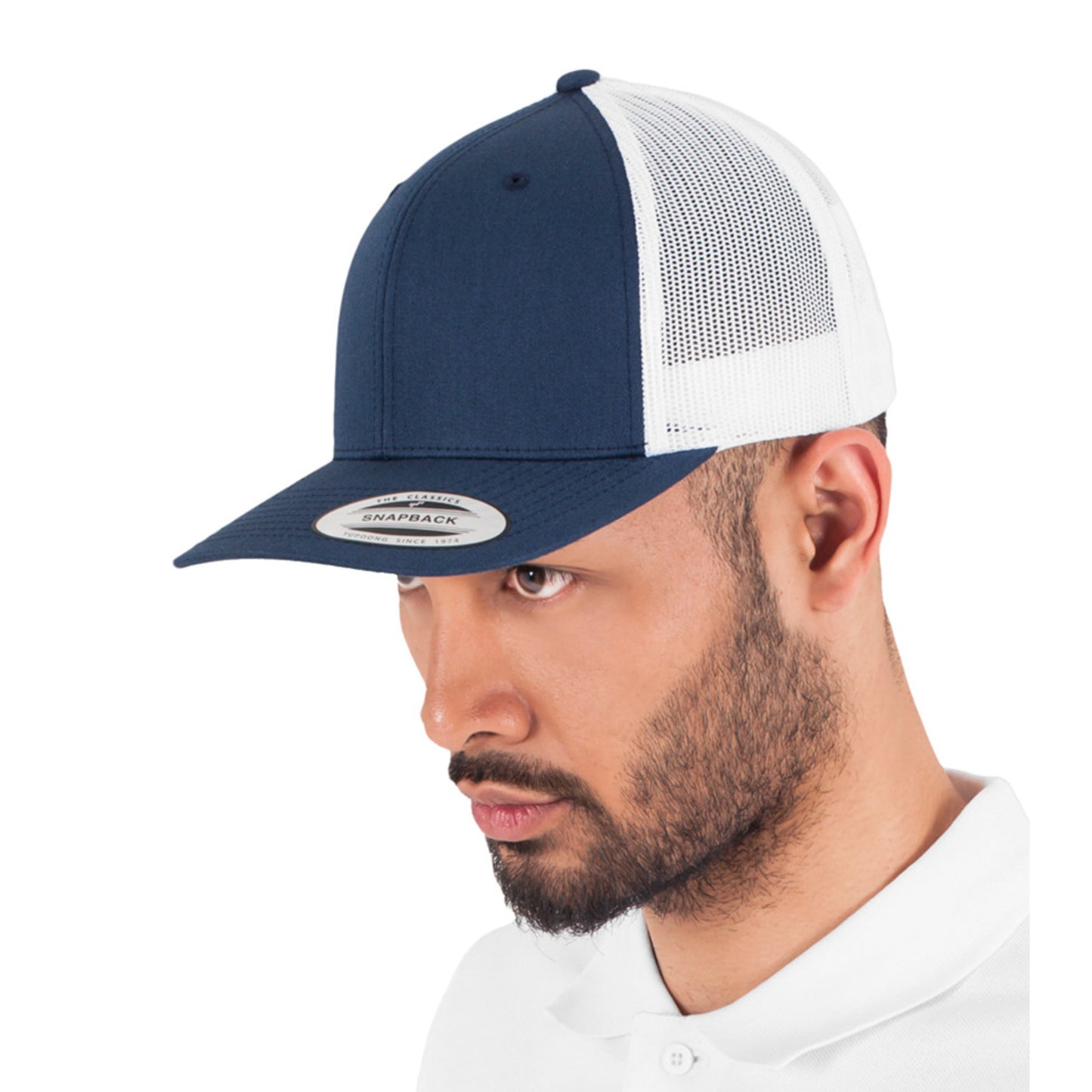 Navy-White-Navy - Back - Yupoong Flexfit Unisex Classic Trucker Snapback Cap