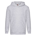 Heather Grey - Front - Fruit Of The Loom Kids Unisex Premium 70-30 Hooded Sweatshirt - Hoodie