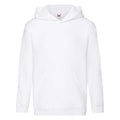 White - Front - Fruit Of The Loom Kids Unisex Premium 70-30 Hooded Sweatshirt - Hoodie