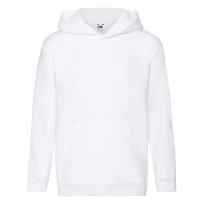 White - Front - Fruit Of The Loom Kids Unisex Premium 70-30 Hooded Sweatshirt - Hoodie