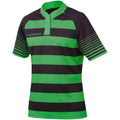 Black - Emerald Green - Front - KooGa Boys Junior Touchline Hooped Match Rugby Shirt