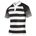 Black-White - Front - KooGa Boys Junior Touchline Hooped Match Rugby Shirt