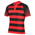 Black-Red - Front - KooGa Boys Junior Touchline Hooped Match Rugby Shirt