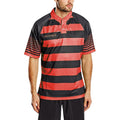 Black-Red - Back - KooGa Mens Touchline Hooped Match Rugby Shirt