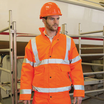 Orange - Back - Result Core High-Viz Winter Blouson Jacket (Waterproof & Windproof)