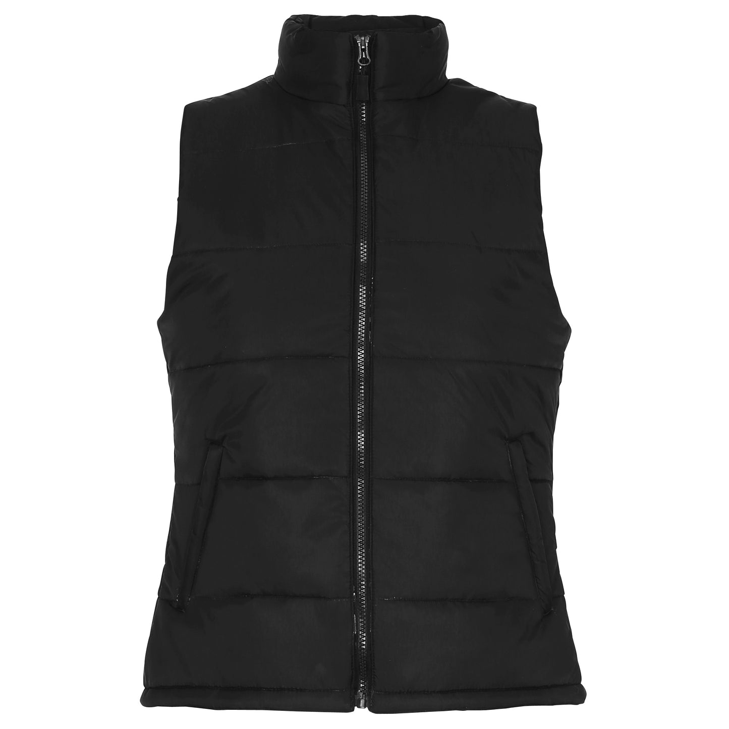 Black - Front - 2786 Womens-Ladies Padded Bodywarmer-Gilet Jacket