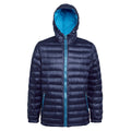 Navy-Sapphire - Front - 2786 Mens Hooded Water & Wind Resistant Padded Jacket