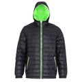 Black-Lime - Front - 2786 Mens Hooded Water & Wind Resistant Padded Jacket