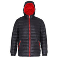 Black-Red - Front - 2786 Mens Hooded Water & Wind Resistant Padded Jacket