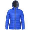 Royal-Grey - Front - 2786 Womens-Ladies Hooded Water & Wind Resistant Padded Jacket