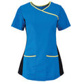 Blade Blue-Lime - Front - Alexandra Womens-Ladies Medical-Healthcare Stretch Scrub Top