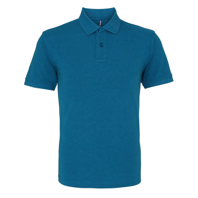 Teal Heather - Front - Asquith & Fox Mens Plain Short Sleeve Polo Shirt