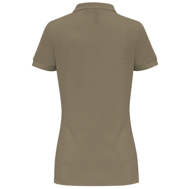 Khaki - Back - Asquith & Fox Womens-Ladies Plain Short Sleeve Polo Shirt