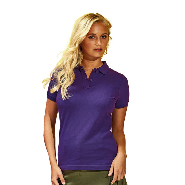 Purple - Back - Asquith & Fox Womens-Ladies Plain Short Sleeve Polo Shirt