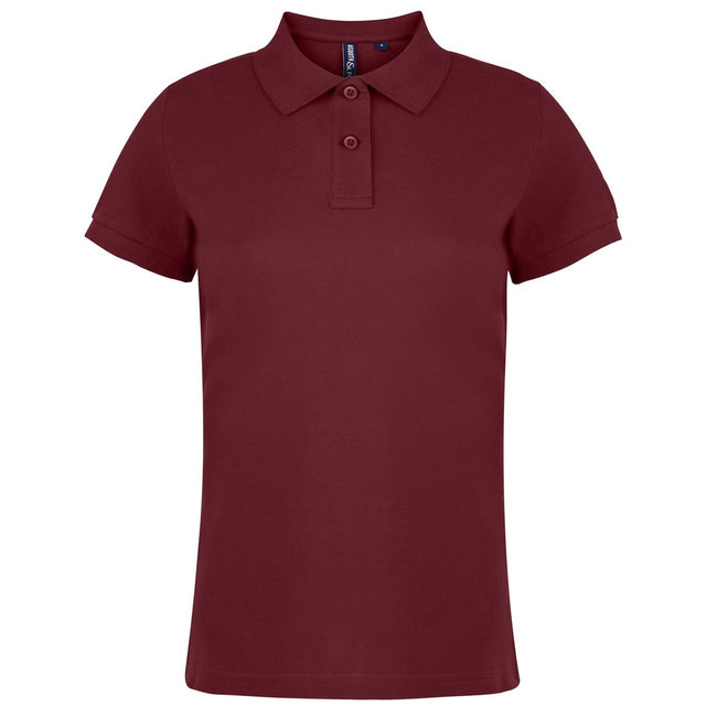 Burgundy - Front - Asquith & Fox Womens-Ladies Plain Short Sleeve Polo Shirt