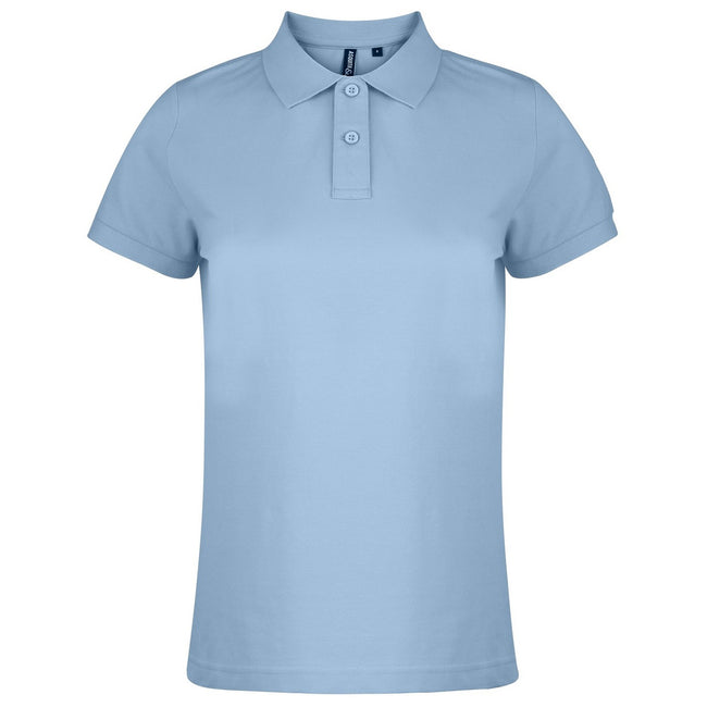 Sky - Front - Asquith & Fox Womens-Ladies Plain Short Sleeve Polo Shirt