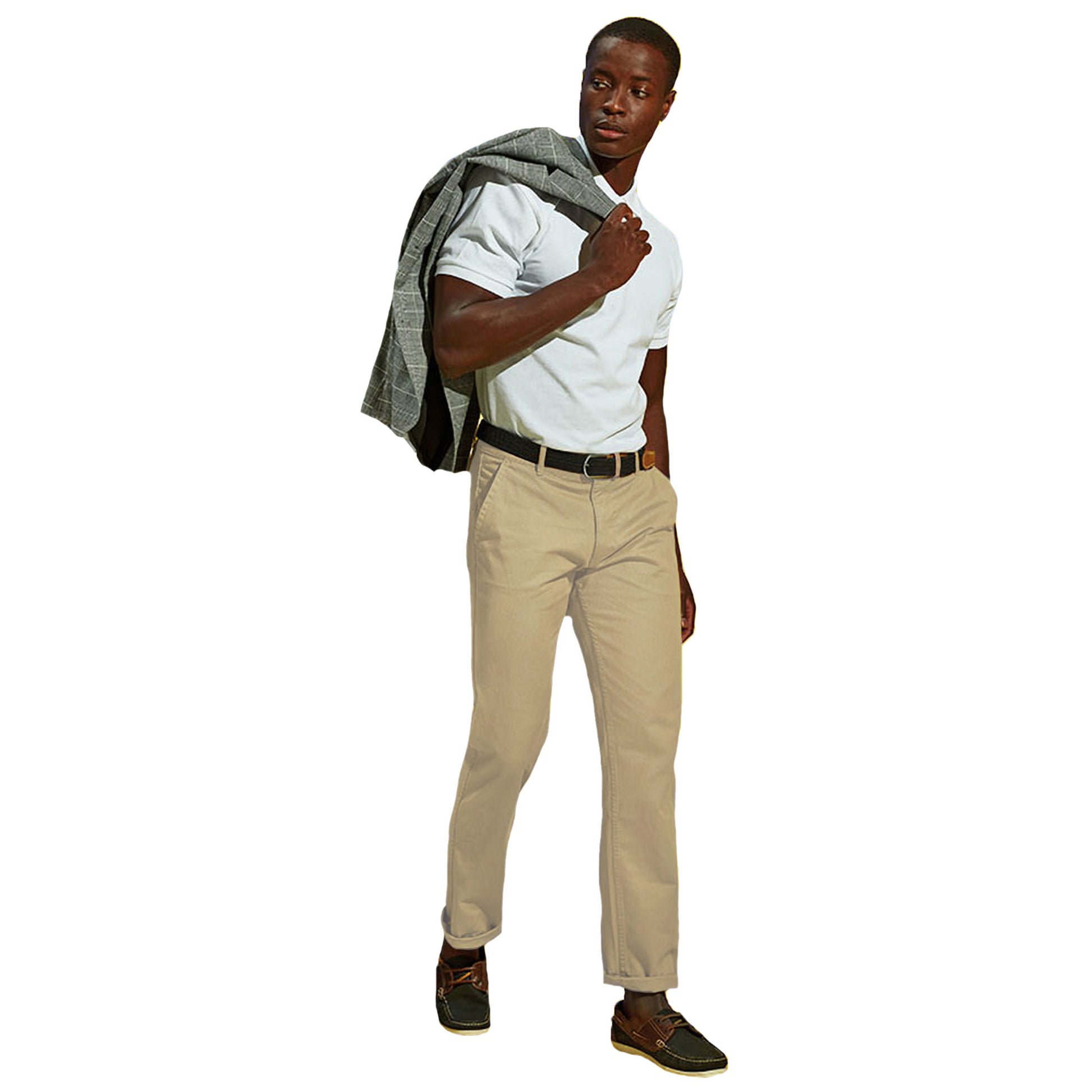 Khaki - Side - Asquith & Fox Mens Classic Casual Chinos-Trousers