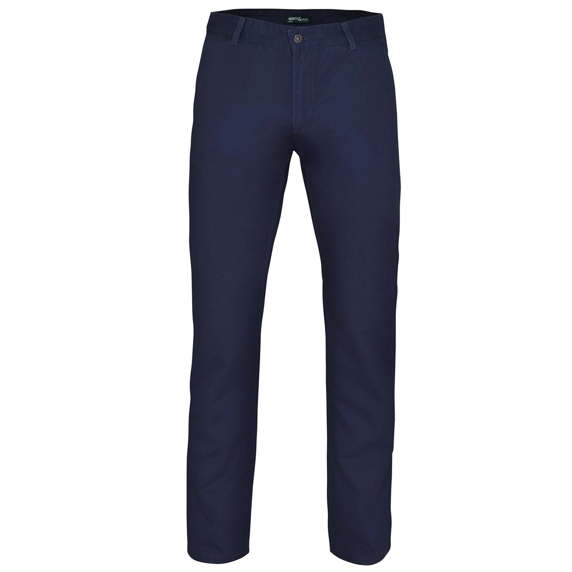 Navy - Front - Asquith & Fox Mens Classic Casual Chinos-Trousers
