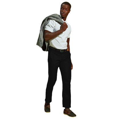 Black - Side - Asquith & Fox Mens Classic Casual Chinos-Trousers