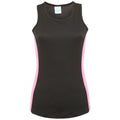 Jet Black-Electric Pink - Front - AWDis Just Cool Womens-Ladies Girlie Contrast Panel Sports Vest Top