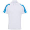 Arctic White-Sapphire Blue - Front - AWDis Just Cool Mens Short Sleeve Contrast Panel Polo Shirt