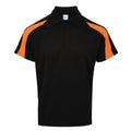 Jet Black-Electric Orange - Front - AWDis Just Cool Mens Short Sleeve Contrast Panel Polo Shirt