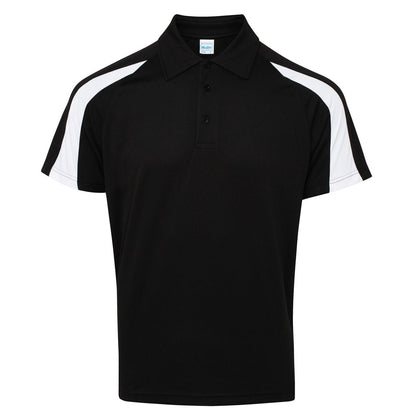 Jet Black-Arctic White - Front - AWDis Just Cool Mens Short Sleeve Contrast Panel Polo Shirt
