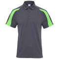 Charcoal-Lime Green - Front - AWDis Just Cool Mens Short Sleeve Contrast Panel Polo Shirt