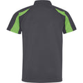 Charcoal-Lime Green - Back - AWDis Just Cool Mens Short Sleeve Contrast Panel Polo Shirt