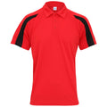 Fire Red-Jet Black - Front - AWDis Just Cool Mens Short Sleeve Contrast Panel Polo Shirt