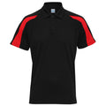 Jet Black-Fire Red - Front - AWDis Just Cool Mens Short Sleeve Contrast Panel Polo Shirt