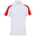 Arctic White-Fire Red - Front - AWDis Just Cool Mens Short Sleeve Contrast Panel Polo Shirt