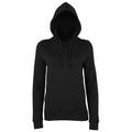 Jet Black - Front - AWDis Just Hoods Womens-Ladies Girlie College Pullover Hoodie
