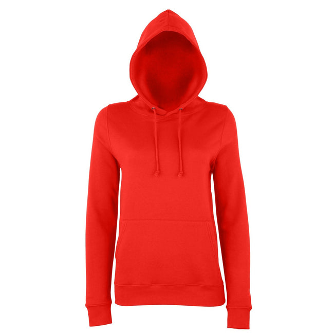 Fire Red - Front - AWDis Just Hoods Womens-Ladies Girlie College Pullover Hoodie
