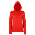 Fire Red - Front - AWDis Just Hoods Womens-Ladies Girlie College Pullover Hoodie