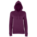 Plum - Front - AWDis Just Hoods Womens-Ladies Girlie College Pullover Hoodie