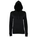 Deep Black - Front - AWDis Just Hoods Womens-Ladies Girlie College Pullover Hoodie