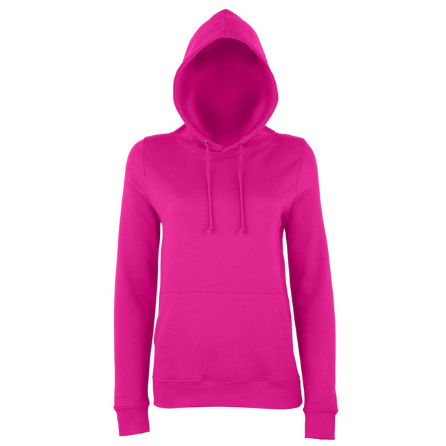 Hot Pink - Front - AWDis Just Hoods Womens-Ladies Girlie College Pullover Hoodie